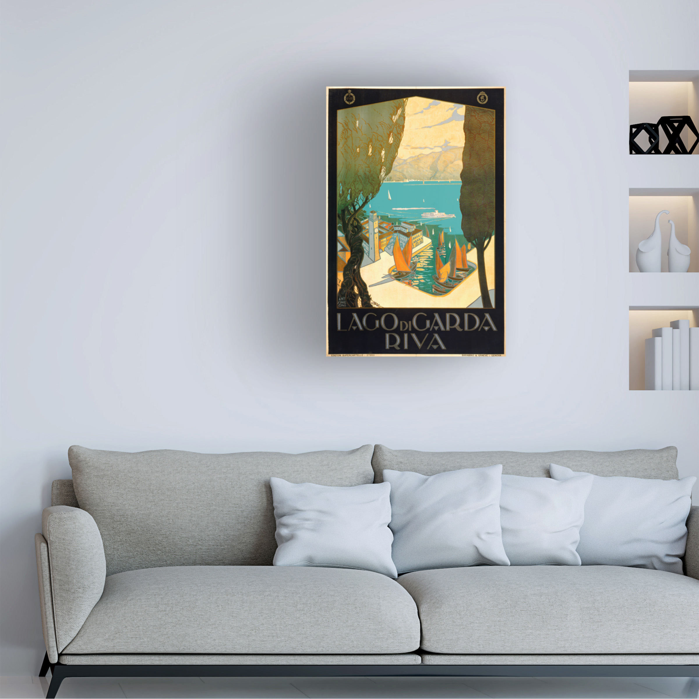 Print Collection 'Wharf on Lake Garda Italy' Canvas Art
