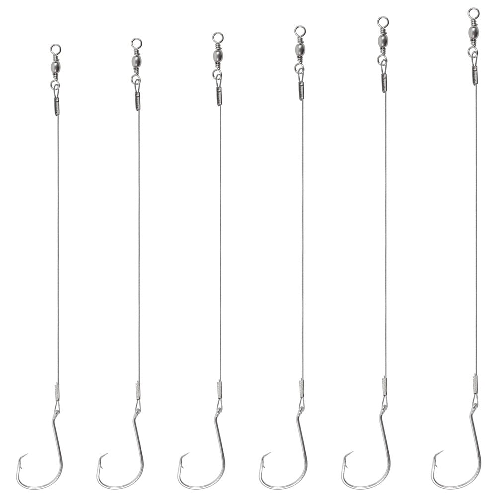 50Pcs Fishing Circle Hook Catfishing Rig with Steel Wire Leader Pre-Rigged Offset Fishing Hooks for Bass Surf fishing Rig