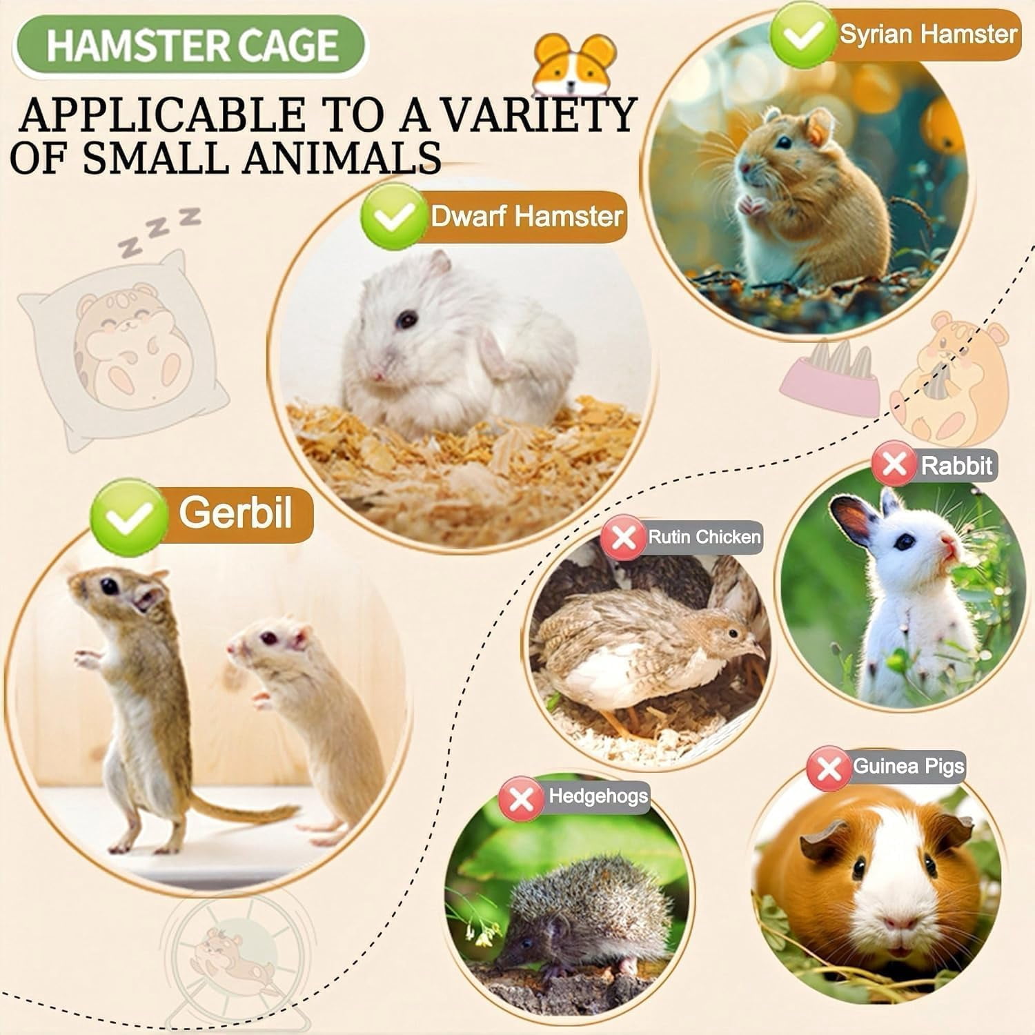 8 in 1 Clear Acrylic Hamster Cage with All Accessories,13.5''L* 10''W* 13''H Dwarf Hamster Cage,Small Hamster Habitat,Garden Style Mouse Cage for Pet Mice,Hamster Enclosure(1-Layer,Pink)
