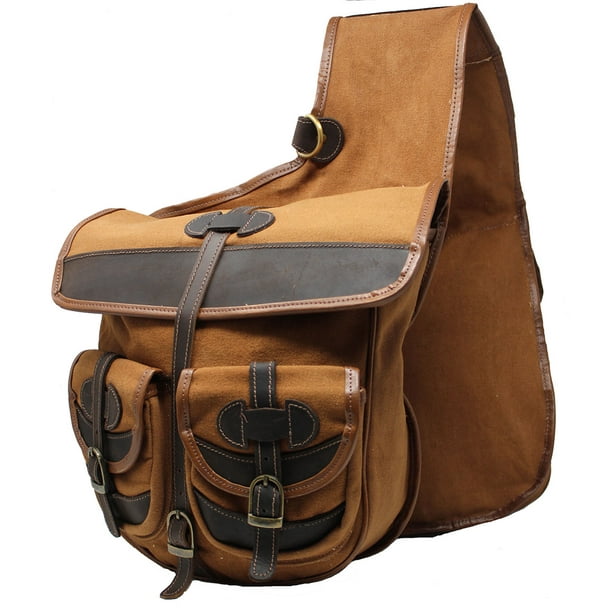Horse Western Trail Riding Saddle Canvas Cantle Bag Brown 102AA09BR