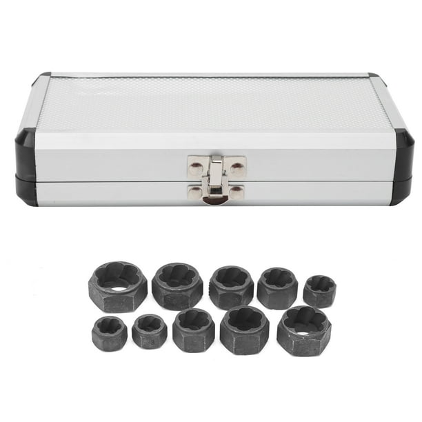 Extractor de tuercas y pernos dañados, 10 unidades, herramientas de ferretería de aleación de aluminio.