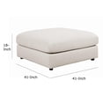 thumbnail image 3 of Benjara Upholstered Wooden Ottoman w/ Loose Cushion Seat & Small Feet- Beige, 3 of 7