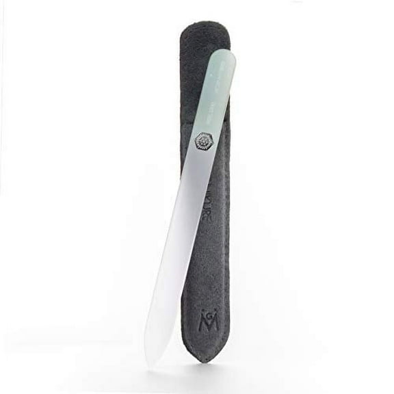 "ENJOY TODAY" Genuine Patented Czech Crystal Glass Double Sided Manicure Pedicure Mantra Nail File in Protective Leather Case by GERmanikure