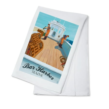

Bar Harbor Maine Lobster Boat (100% Cotton Tea Towel Decorative Hand Towel Kitchen and Home)