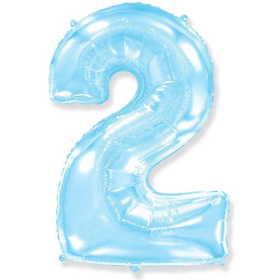 42 inch Number 2 - Party Brands - Pastel Blue Foil Mylar Balloon - Party Supplies Decorations