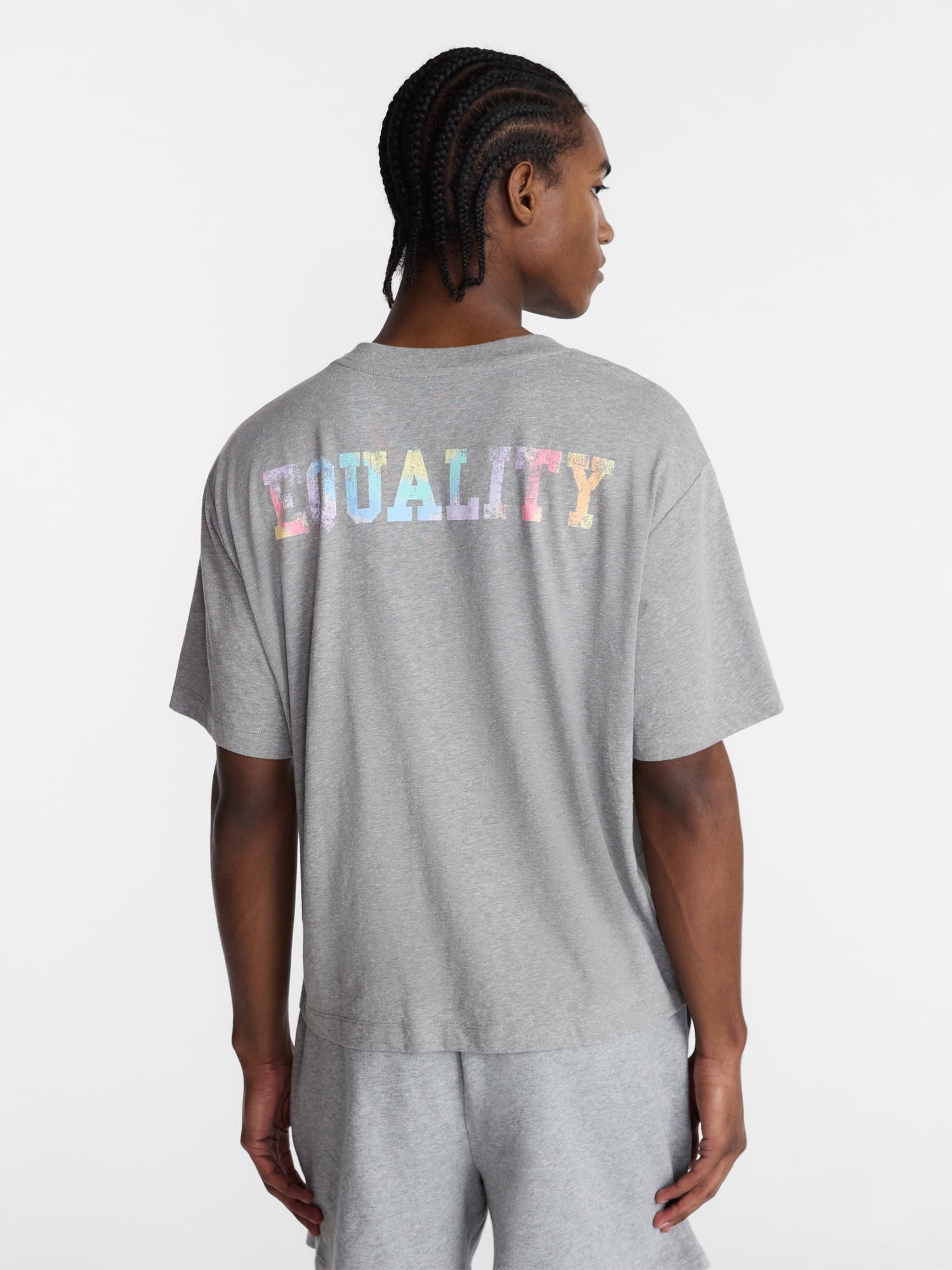 No Boundaries Pride Boxy Fit Cropped Tee with Short Sleeves, Men's Sizes XS-5XL