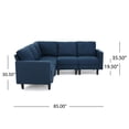 thumbnail image 3 of Noble House Contemporary Fabric Sectional Sofa, Dark Blue, 3 of 11