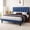 Blue, variant on Einfach Queen Size Premium Velvet Upholstered Platform Bed Frame with Adjustable Headboard,Under-Bed Storage,Heavy-Duty Metal Support, Noise-Free Slats, Cream
