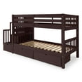 thumbnail image 6 of Bedz King Stairway Bunk Beds Twin over Twin with 3 Drawers in the Steps and 2 Under Bed Drawers, Dark Cherry, 6 of 10