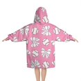 thumbnail image 2 of Pink Bows and Baseballs Pattern Blanket Hoodies for Kids 6-13YR Oversize Wearable Blanket Hoodies for Boys Girls Teens, 2 of 7