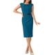 thumbnail image 2 of Vestido elegante de mujer Inspire Chic con mangas de capucha y cinturón, vestido de trabajo ajustado, azul lago L, 2 of 6