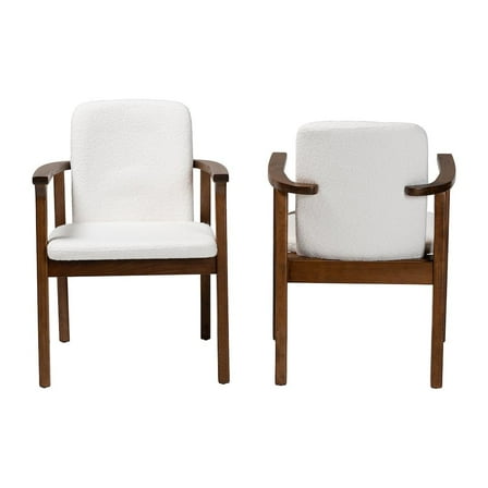 Baxton Studio Miyagi Boucle Upholstered Dining Chair Set of 2 - Brown and White