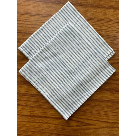 New Era Creation Stone Blue Indian Hand Block Striped Printed Cotton Cloth Soft Napkins Cocktail,Dinner Gift for mom