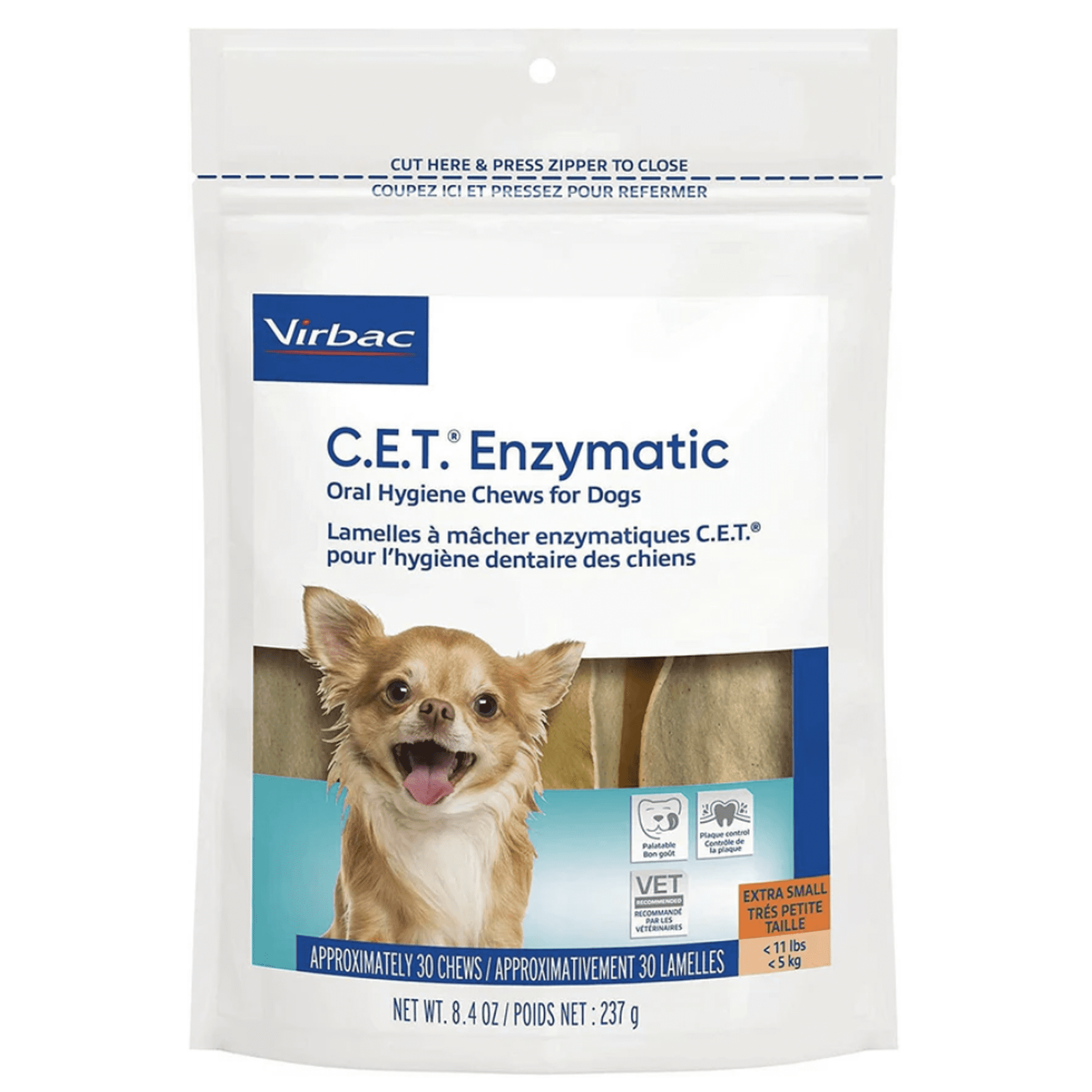 Virbac C.E.T. Enzymatic Dental Chews for Extra Small Dogs Under 11 lbs, 30 chews