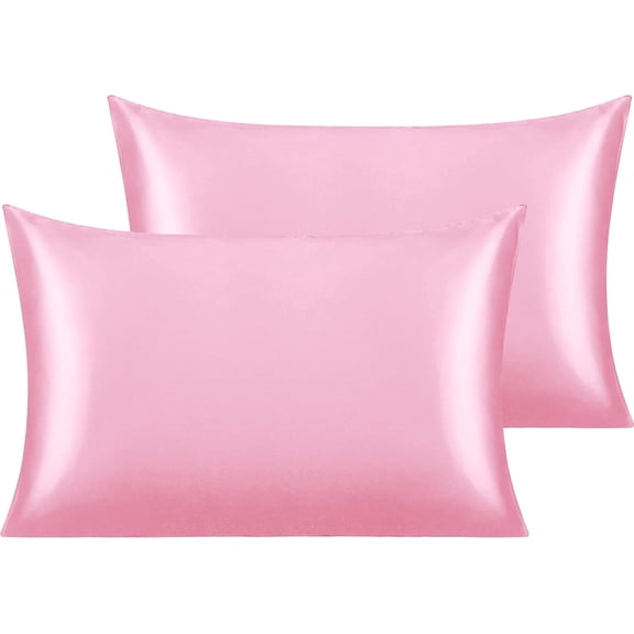 LAASANI Satin Pillow Cases, 2 Pack Satin Pink Queen Silky Pillowcase for Hair and Skin