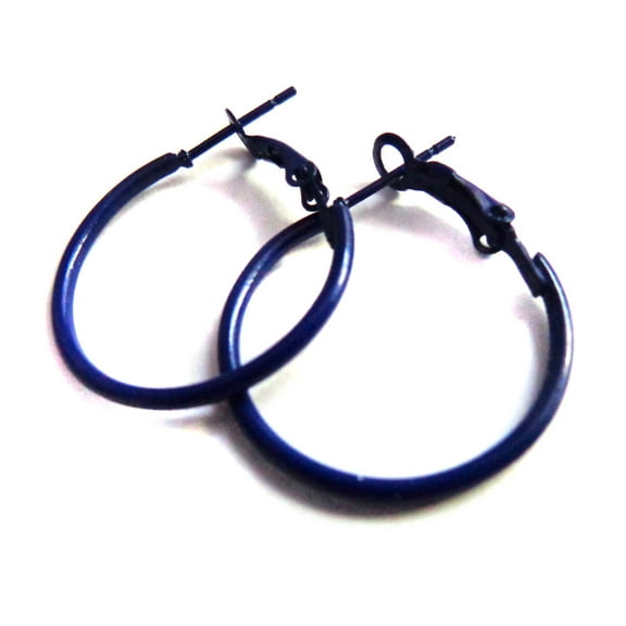 Navy Blue Dark Blue Hoop Earrings Simple Thin Hoops 2 inch