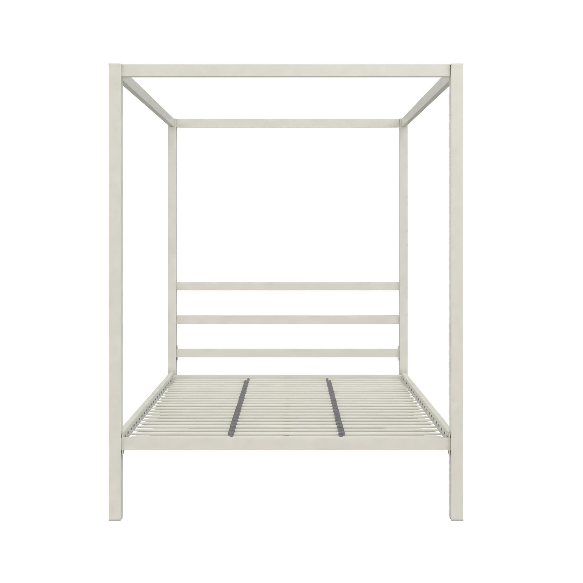 DHP Modern Metal Canopy Bed, Off White Metal, Full