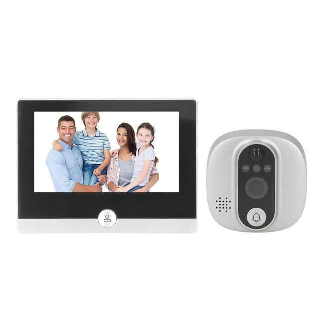 Cámara de Mirilla de Puertas, 4.3in Hd Visual Intercom Digital Inalámbrica Cámaga de Puerta Frontal Pir Deteccióne de Movimiento de 30 Días de Largo Con Recordatorio de