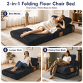 thumbnail image 2 of Miniyam Folding Floor Chair Bed, 3-in-1 Convertible Floor Sofa Bed with Flannelette Upholstery and Side Pockets, Gray, 2 of 8