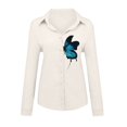 thumbnail image 4 of Puntoco Mujeres Impreso Algodón Manga Larga Tanque Carrera Bloues Cardigan tops Puntoco Puntoco-1, 4 of 6