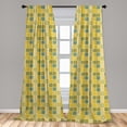 thumbnail image 5 of Ambesonne Talavera Curtains, Folkloric Ornate Squares, Pair of 28"x84", Dark Yellow Multicolor, 5 of 5