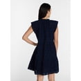 thumbnail image 4 of Time and Tru Women's Eyelet Embroidery Cotton Mini Dress with Flutter Sleeves, Sizes XS-XXXL, 4 of 6