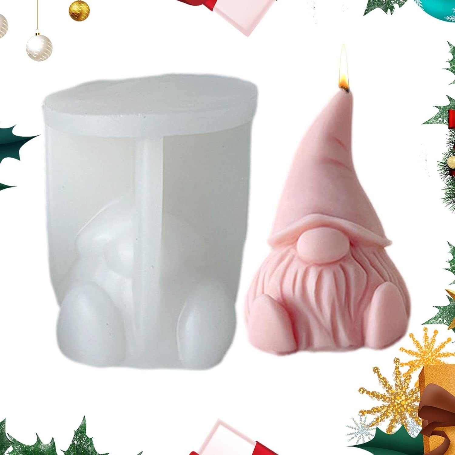 ABPETE Gnomes Silicone Candle Mold, Silicone Molds, Candle Making Moulds, Handmade Dwarf Crafts Sculpture Casting Mold Home Decor