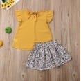 thumbnail image 6 of Seyurigaoka Baby Girls Summer Clothes Set Yellow Ruffle Chiffon Tops+Floral Skirt Outfits, 6 of 6