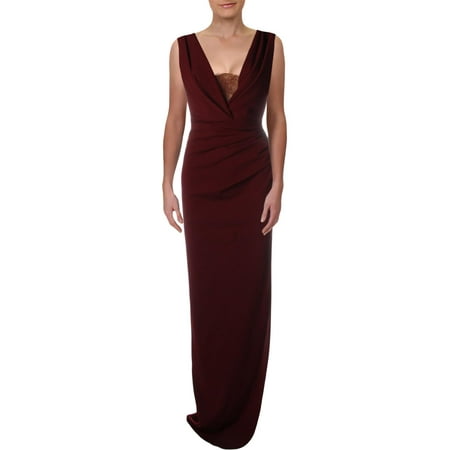 Katie May Womens Lace Trim Sleeveless Evening Dress Red 10