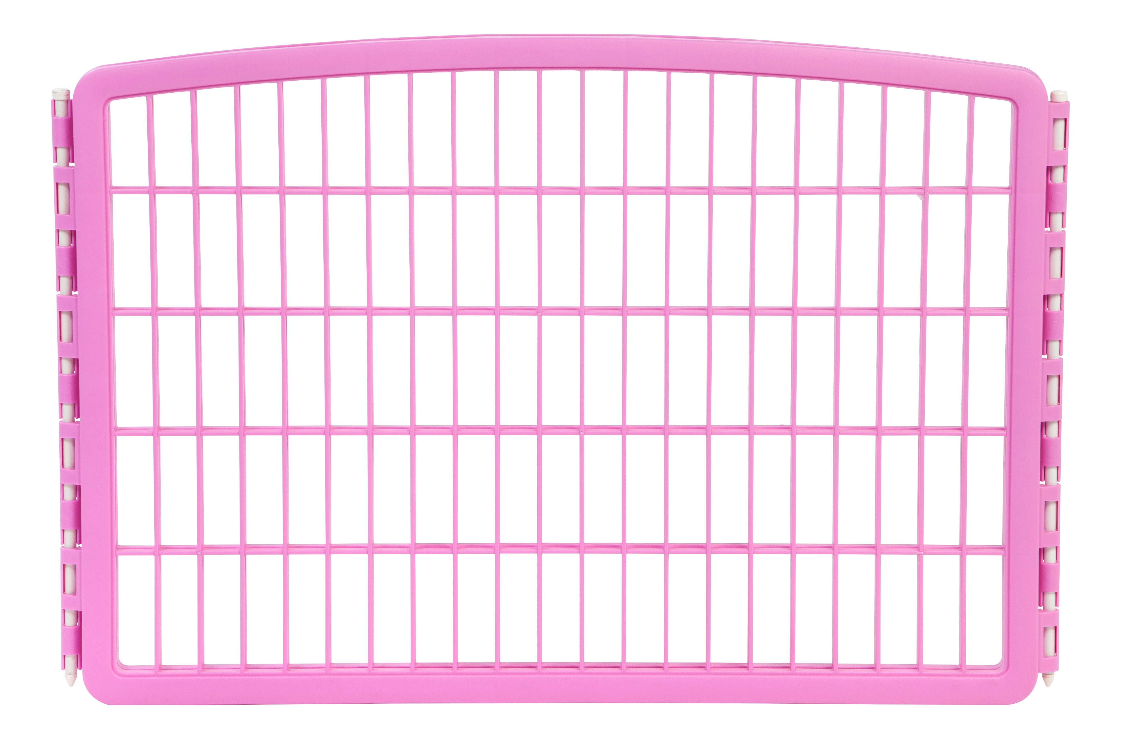 IRIS 24" Exercise 4-Panel Pet Playpen, Puppy Pet Small Medium Dog Pen Keep Pets Secure Easy Assemble Rust-Free Heavy-Duty Molded Plastic Customizable, Pink