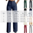 thumbnail image 2 of cocolona Womens Summer High Waist Striped Dress Pants Button Zipper Waist Straight Wide Leg Business Work Pants with Pockets, 2 of 5