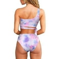 thumbnail image 3 of UTSJKR Women's One Shoulder Swimsuit Tankini Women High Waisted Bikini Tie High Cut Two Piece Swimsuits Sexy Bathing Suit Pink M, 3 of 3