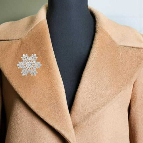 Luxshiny Party Essential Snowflake Brooch Pin with Rhinestone Embellishments