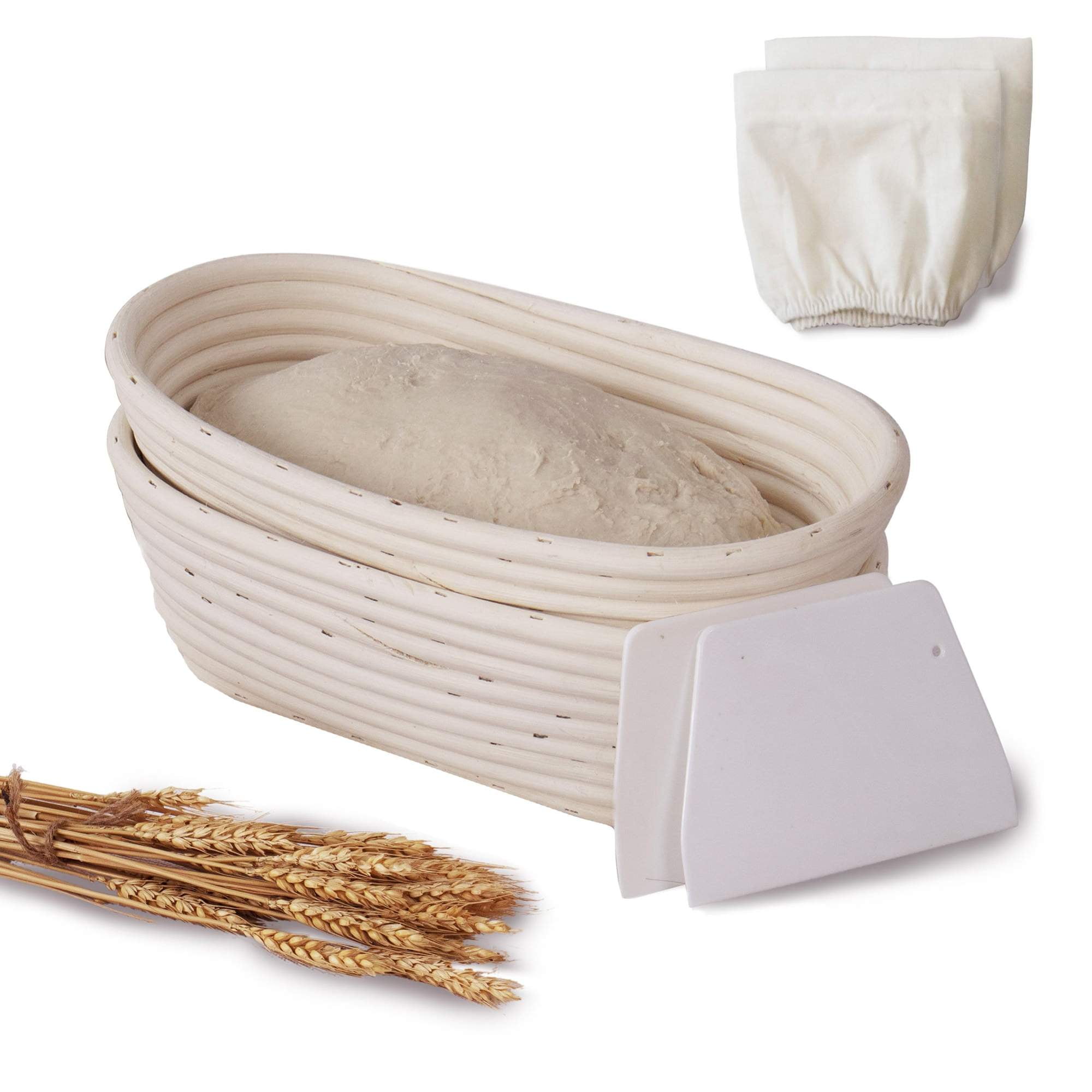 Pack of 2 28cm/11 Oval Banneton Brotform Bread Proving Basket Proofing Rising Rattan Basket 
