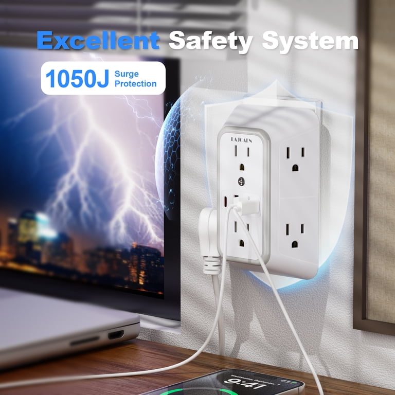 LAJCAEN 6-Outlet Surge Protector 2-Pack with USB-C Ports photo 5
