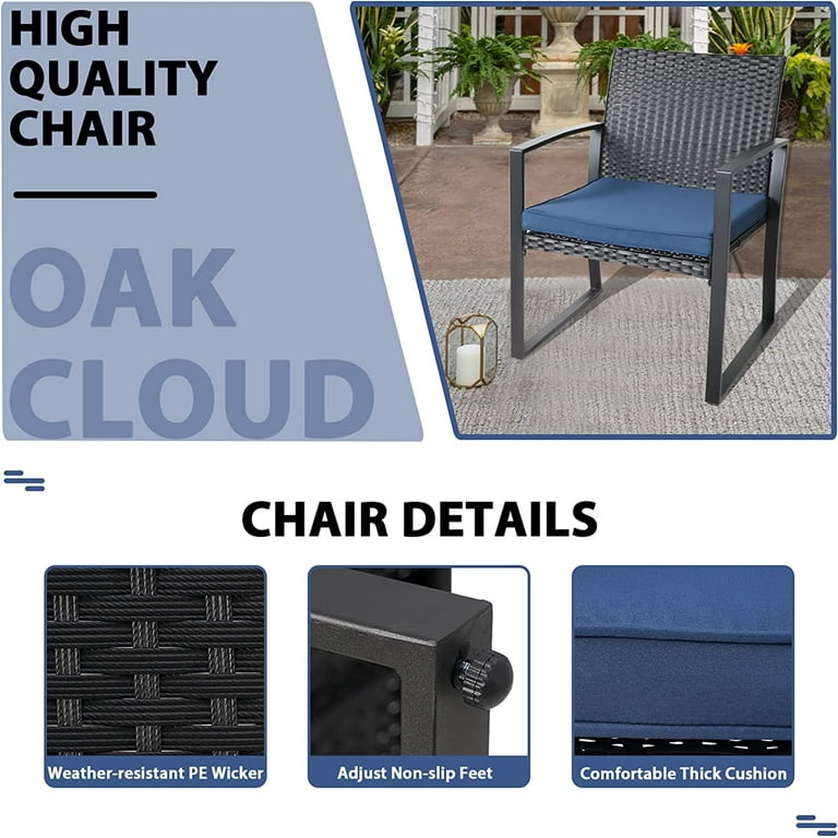 Oakmont 3 Pieces Patio Furniture Set Outdoor Wicker Conversation