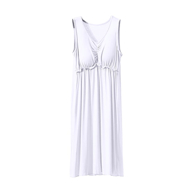 Robes d'Été pour Femmes Longues Sans Manches Décontractées Robe Maxi Tissu Extensible 4 Directions 1 Pce