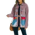 thumbnail image 1 of HSHDLDF Women's Aztec Denim Jacket Distressed Lapel Long Sleeve Vintage Button Down Denim Jacket Shacket, 1 of 4
