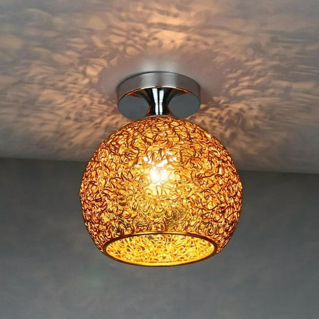Abat-jour en Aluminium Semi-Encastré pour Plafonnier Base E27 Ampoule LED Non Incluse Doré