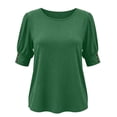 thumbnail image 6 of Maplenight Blouses for Women Crew Neck Half Sleeve Tops Button Casual Daily Wear Summer Tops, 6 of 7