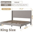 thumbnail image 3 of Frostbloom King Size Linen Fabric Upholstered Bed with Wingback Headboard, Beige, 3 of 8