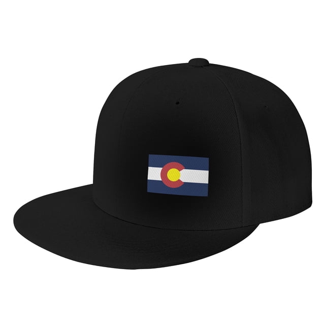 DouZhe Flat Brim Cap Snapback Chapeau, Drapeau de Sceau d'État Colorado Imprime Réglable Noir Adulte Baseball Cap