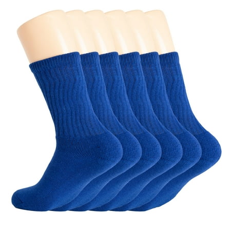 

Cotton Crew Socks for Women Parliament Blue 6 Pairs Size 9-11