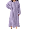 thumbnail image 2 of Ohufall Pajamas Dress for Women Warm Winter Fleece Bathrobe Nightgown Loungewear Crew Neck Long Sleep Robe, 2 of 9