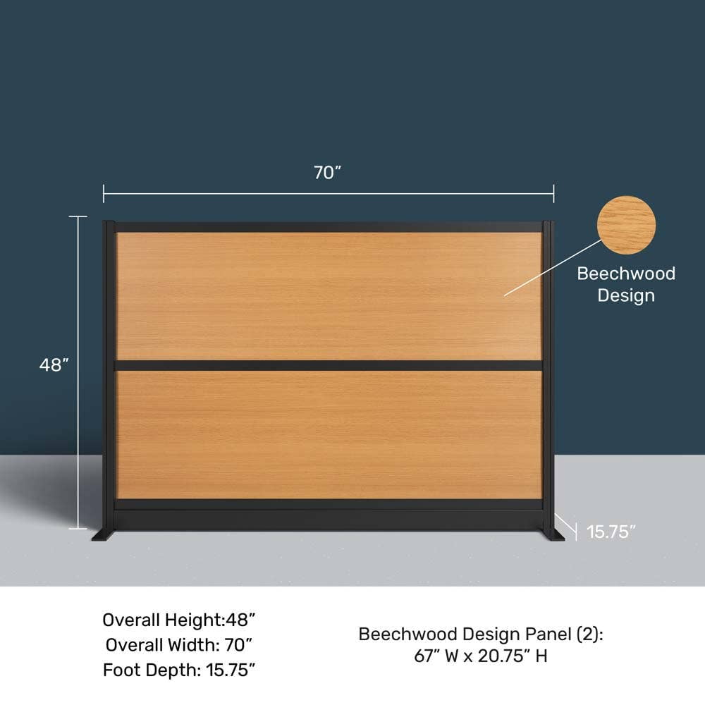 Luxor Beechwood Modular Wall Room Divider System - 70" W x 48" H, Freestanding