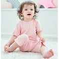 thumbnail image 4 of SonxaHe Newborn Boys Girls Pajamas Short Sleeve Tshirt Shorts Lightweight Basic Sleepwear Unisex Outfits Pink,Sized 6-12 M, 4 of 8