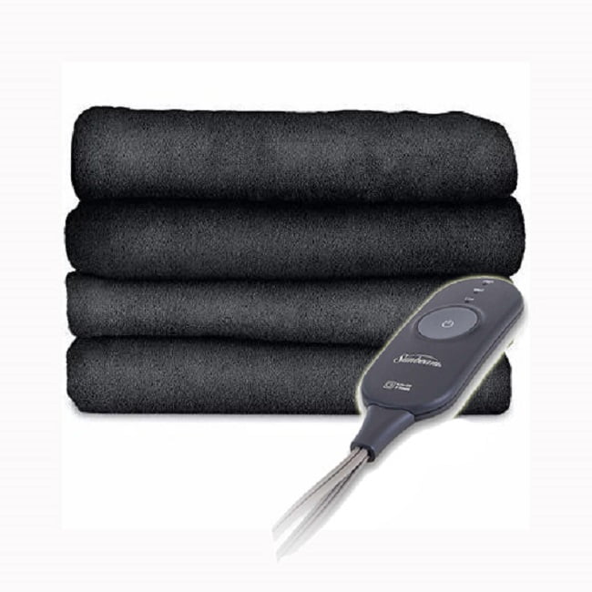 Sunbeam Microplush Electric Heated Warming Throw Blanket Slate