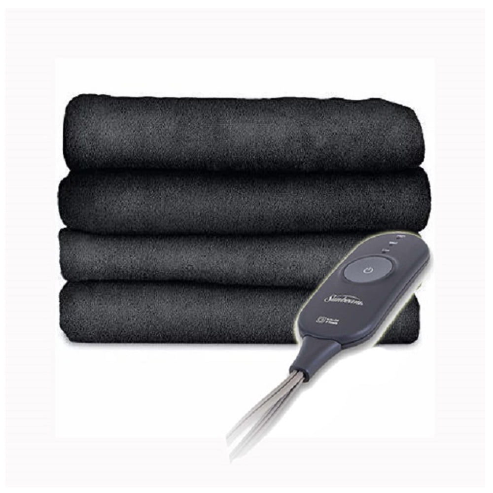 Sunbeam Microplush Comfy Toes Electric Heated Throw Blanket Foot Pocket