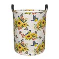 thumbnail image 1 of Balery Bird Sunflowers Cesta de ropa redonda con asas, impermeable, independiente, para ropa, juguetes, dormitorio y familia-Medium, 1 of 6
