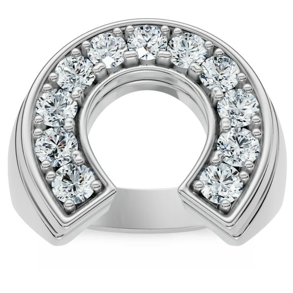 Pompeii Men's 3/4Ct Diamond Horseshoe Lucky Pinky Ring Gold Lab Grown (F/G,VS1-VS2)